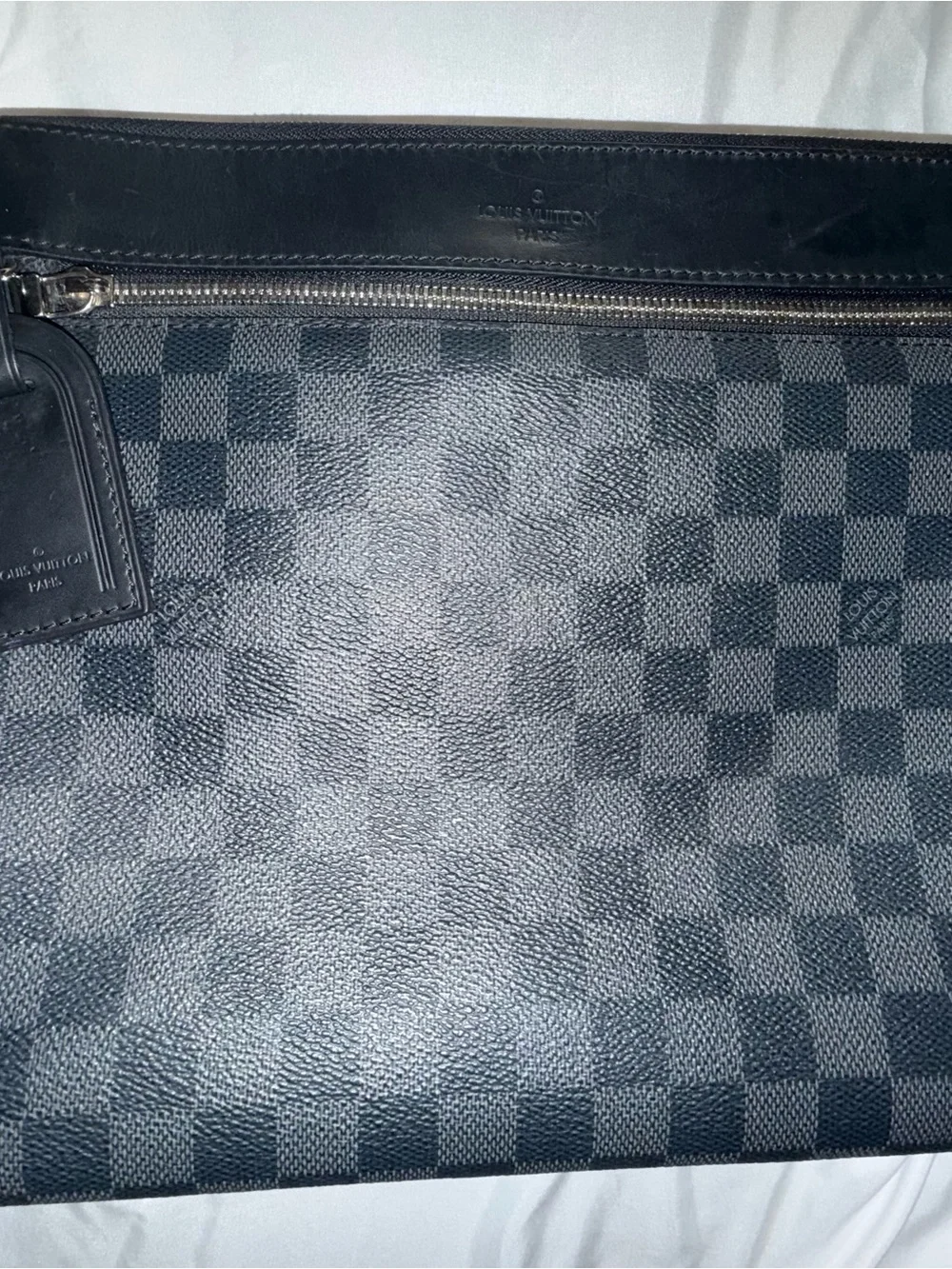 Louis Vuitton Black Damier Graphite Messenger Bag with Silver Hardware
